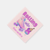 Rolling in 8 - Niedlicher Lila Roller Skate Geburt Serviette (Ecke)