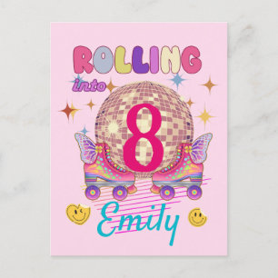 Rolling in Skate Roller Birthday Girl Matching Postkarte