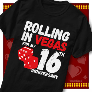 Rolling In Vegas 16. Hochzeitstag Lustiges Paar T-Shirt