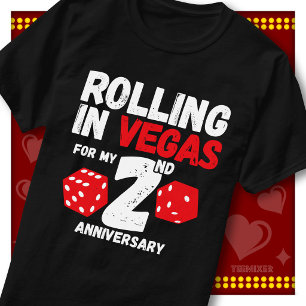 Rolling In Vegas 2. Hochzeitstag Lustiges Paar T-Shirt