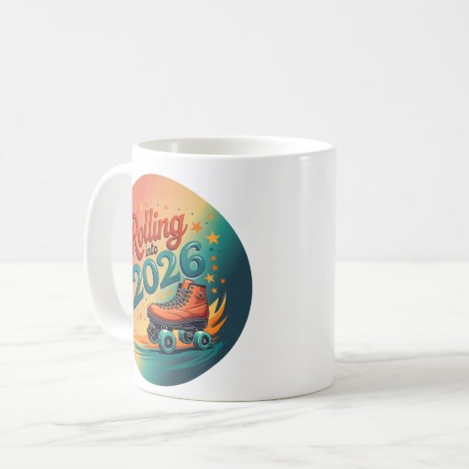 Rolling Into 2026 Retro Skate Mug Kaffeetasse (Vorderseite Links)