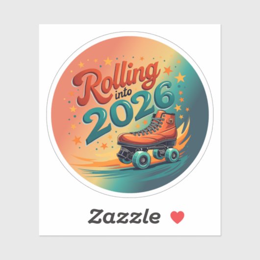 Rolling Into 2026 Retro Skate Sticker (Blatt)