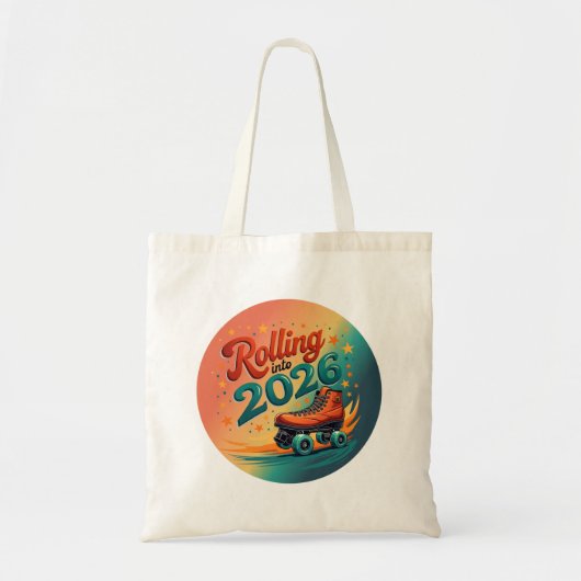 Rolling Into 2026 Retro Skate Tote Bag Tragetasche (Vorne)