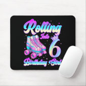 Rolling Into 6 Year Old Roller Skating 6th Birthda Mousepad (Mit Mouse)