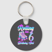 Rolling Into 6 Year Old Roller Skating 6th Birthda Schlüsselanhänger (Vorderseite)