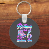 Rolling Into 6 Year Old Roller Skating 6th Birthda Schlüsselanhänger (Vorderseite)