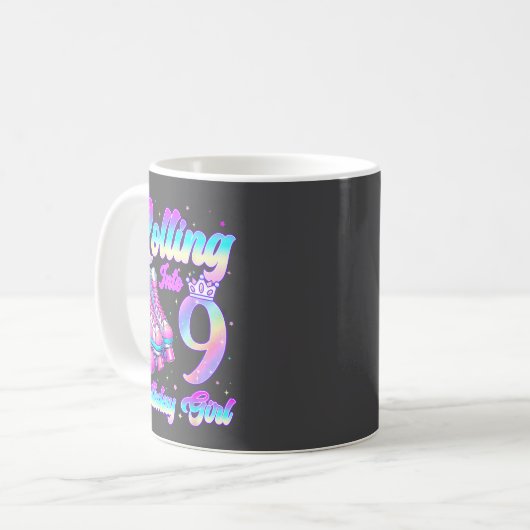 Rolling Into 9 Year Old Roller Skating 9th Birthda Kaffeetasse (Vorderseite Links)
