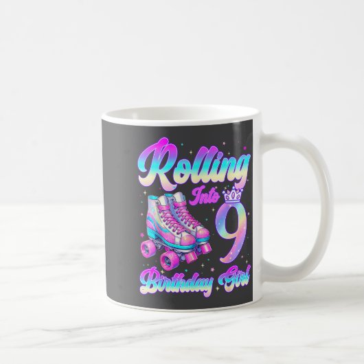 Rolling Into 9 Year Old Roller Skating 9th Birthda Kaffeetasse (Rechts)