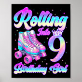 Rolling Into 9 Year Old Roller Skating 9th Birthda Poster (Vorne)