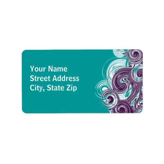 Rolling Lila Side Border Adressaufkleber (Vorne)