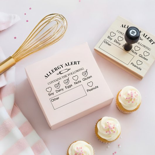 Rolling Pin Bakery Shop Allergy Alert Food Safety Gummistempel