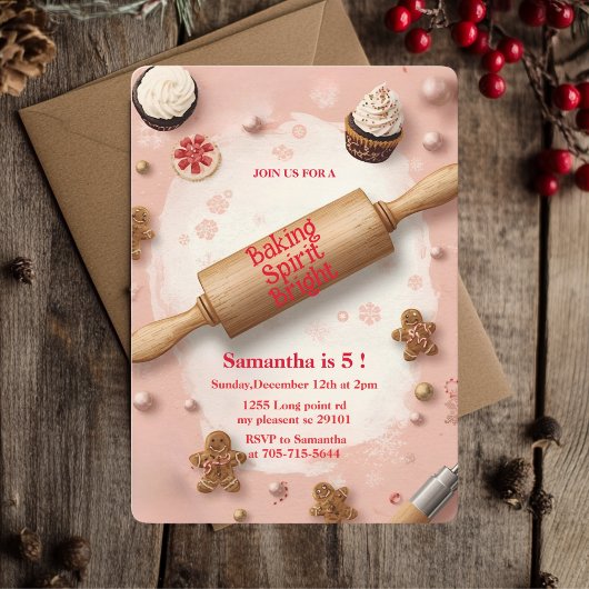 Rolling Pin Baking Spirit Bright Birthday Einladung