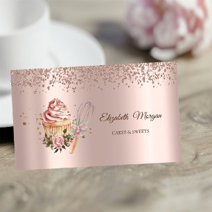 Rolling Pin mit Rosen-Gold-Diamanten und floralen  Visitenkarte