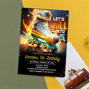 Rolling Skate Fire Geburtstagseinladung Einladung