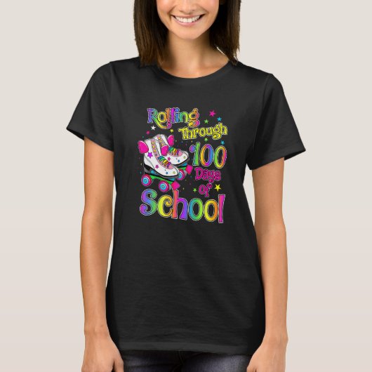 Rolling Through 100 Days Of School Roller Skater S T-Shirt (Vorderseite)