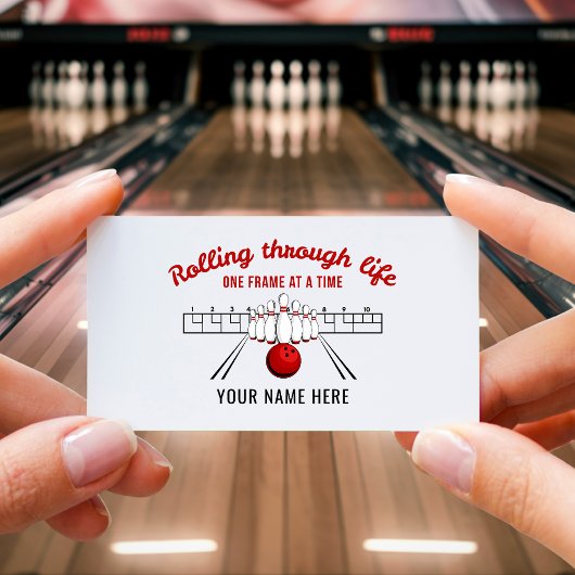 Rolling Through Life Bowling Business Card Visitenkarte