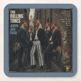 Rolling Tones: eine Parodie Rechteckiger Pappuntersetzer