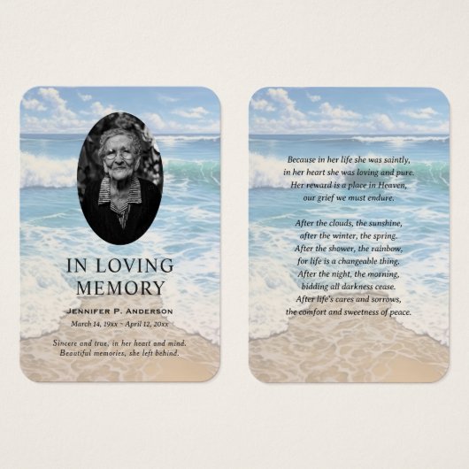 Rolling Waves Beach Memorial Gebet Fotokarten (Vorne & Hinten)