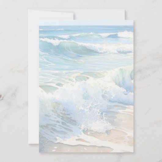 Rolling Waves Beach Script Feier des Lebens Einladung (Rückseite)