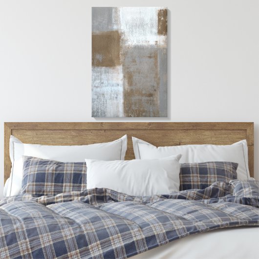 "Rolling with it" Abstrakte Kunst grau-braun Leinwanddruck (Insitu (Schlafzimmer))