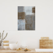 "Rolling with It" Graue und Beige Abstrakte Kunst Poster (Küche)