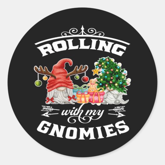 Rolling With My Gnomies Christmas Gnomes Runder Aufkleber (Vorderseite)