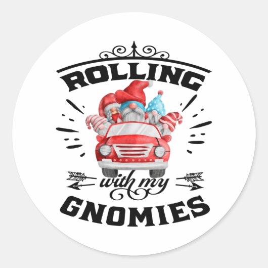 Rolling With My Gnomies Christmas Gnomes Runder Aufkleber (Vorderseite)