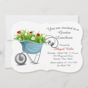 Rollkarre mit vielen Blume Einladung