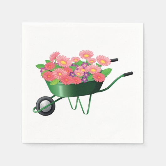 Rollkarren mit Blume Papier Napkins Serviette (Vorderseite)