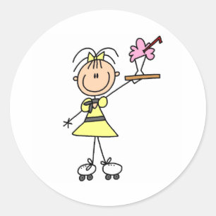 Rollkunstkellner Runder Aufkleber