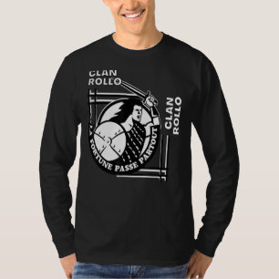 Rollo Clan Gaelic Motto Swordsman T-Shirt
