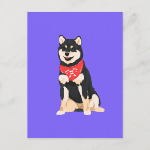 Rollo Der Coole schwarze Shiba-Inu-Hund Postkarte