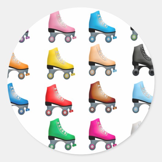 Rollrollen Skate Farbige Muster Retrorollen Runder Aufkleber (Vorderseite)