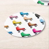 Rollrollen Skate Farbige Muster Retrorollen Runder Pappuntersetzer (Angewinkelt)