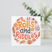 "Rolls and Riddles" Einladung (Stehend Vorderseite)