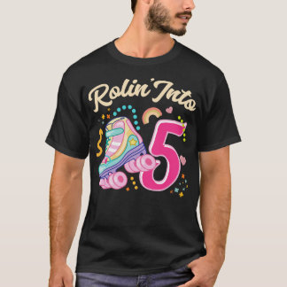 Rollschuh 5. Geburtstag Mädchen Geburtstagsgeschen T-Shirt