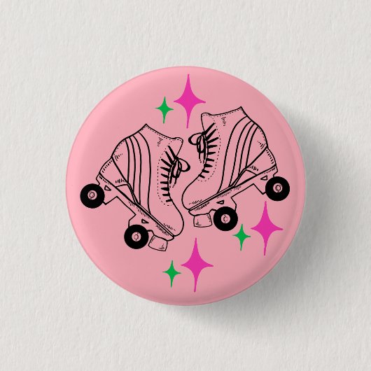 Rollschuh Derby Skating Rosa Geburtstagsfeier Button (Vorderseite)