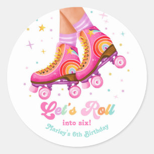 Rollschuh Fahren wir Rollschuh Mädchen Geburtstag Runder Aufkleber