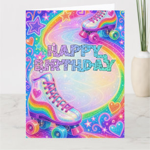 Rollschuh Glam Alles Gute zum Geburtstag Karte