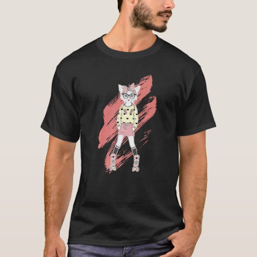 Rollschuh Katze Pullover Rollschuhlaufen (Vorderseite)