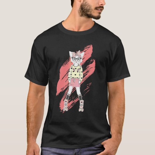 Rollschuh Katze Pullover Rollschuhlaufen (Vorderseite)