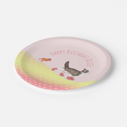 Rollschuh-Party Pappteller (Schrägansicht)