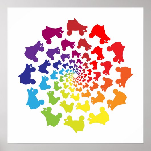 Rollschuh Regenbogen Kreis Poster (Vorne)