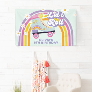 Rollschuh Retro Regenbogen Geburtstag Banner