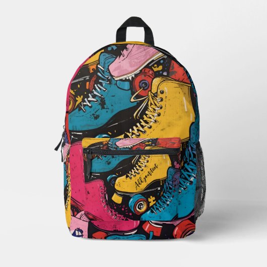 Rollschuh-Rucksack – Personalisierter Text Bedruckter Rucksack (Vorderseite)