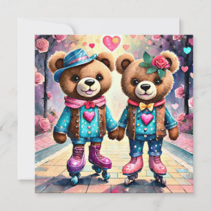 Rollschuh-Teddybären zum Valentinstag Feiertagskarte