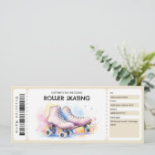Rollschuh-Ticket-Geschenkgutschein Einladung (Stehend Vorderseite)