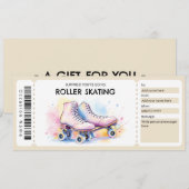 Rollschuh-Ticket-Geschenkgutschein Einladung (Vorne/Hinten)