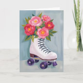 Rollschuhe Rosenstrauß Malerei Karte (Vorderseite)