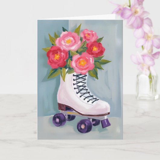 Rollschuhe Rosenstrauß Malerei Karte (Orchidee)